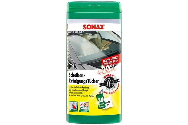 SONAX ScheibenReinigungsTücher Box 25 Stk. jetzt günstig im Autopflege Shop kaufen