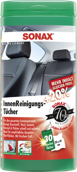 SONAX InnenReinigungsTücher Box 25 Stk. jetzt online günstig kaufen im Autopflege Onlineshop