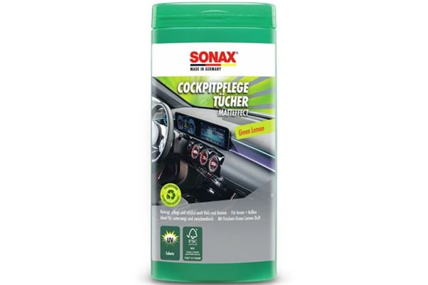 SONAX CockpitPflegeTücher Matteffect Green Lemon Box 25 Stk. jetzt günstig kaufen im Autopflege Shop