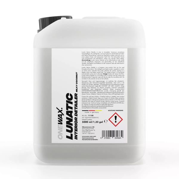 OneWax LUNATIC INTERIOR DETAILER MILKY COCONUT 5L jetzt online kaufen im Autopflege Onlineshop.